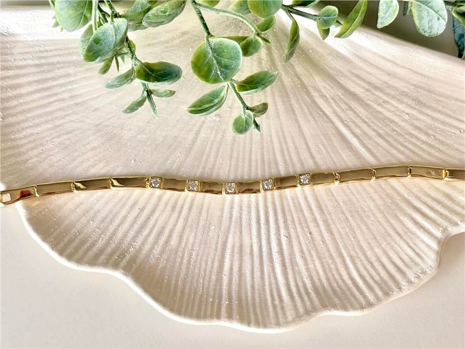 14K Kare Plaka Taşlı Xuping Bileklik