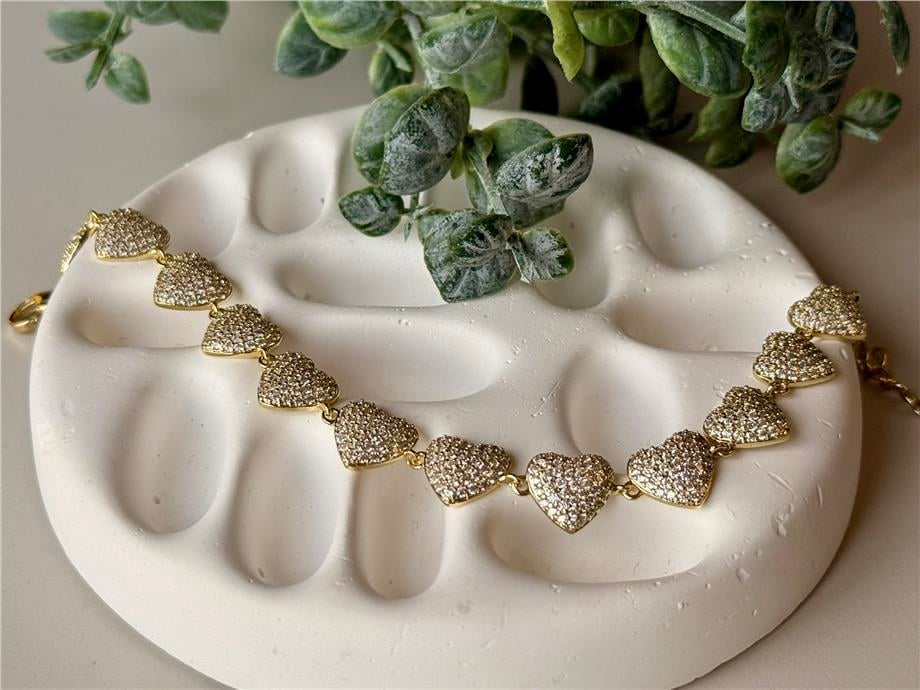 14K Zirkon Taşlı Kalp Xuping Bileklik