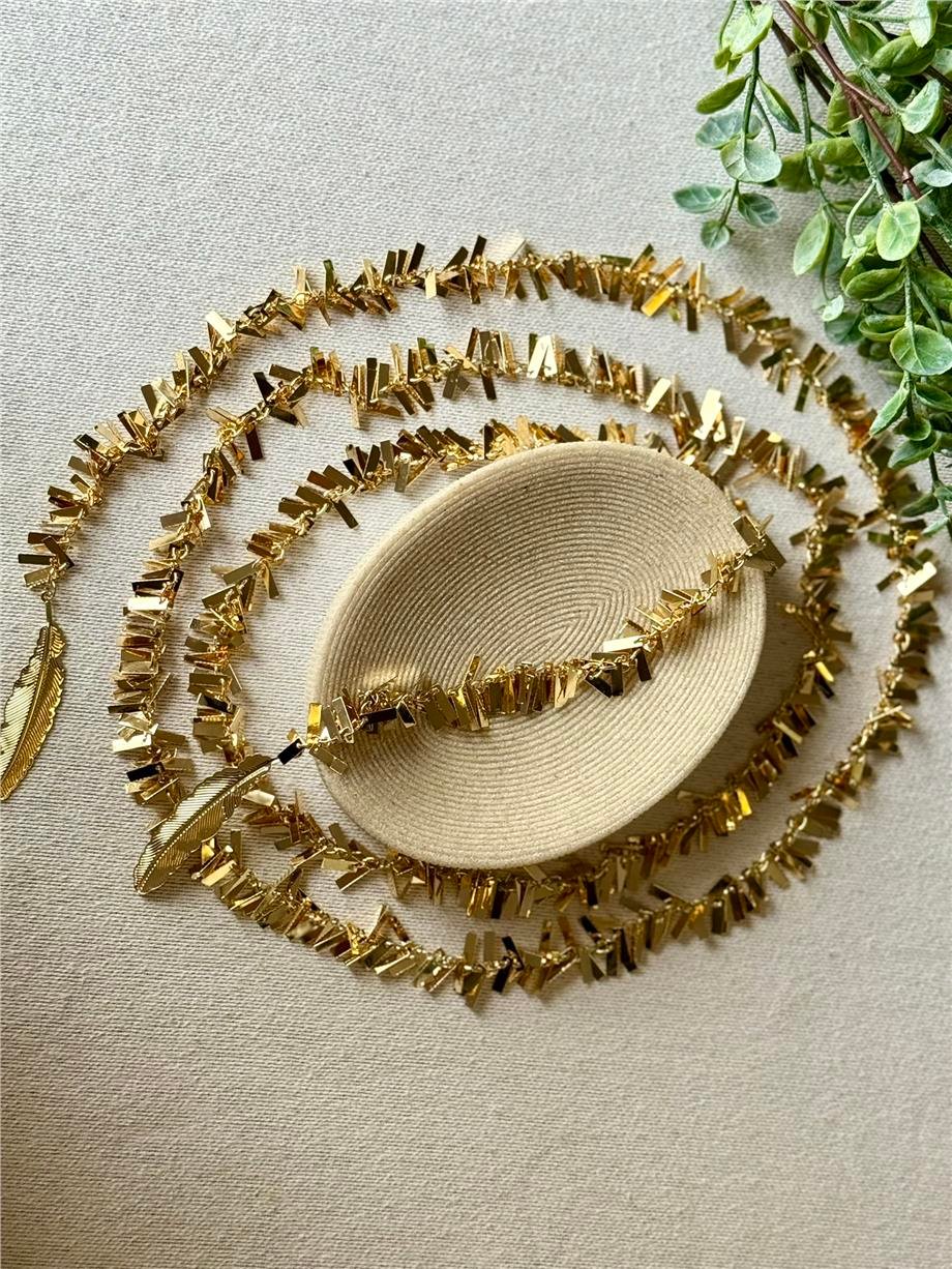 160 Cm Saçaklı Gold Kolye  