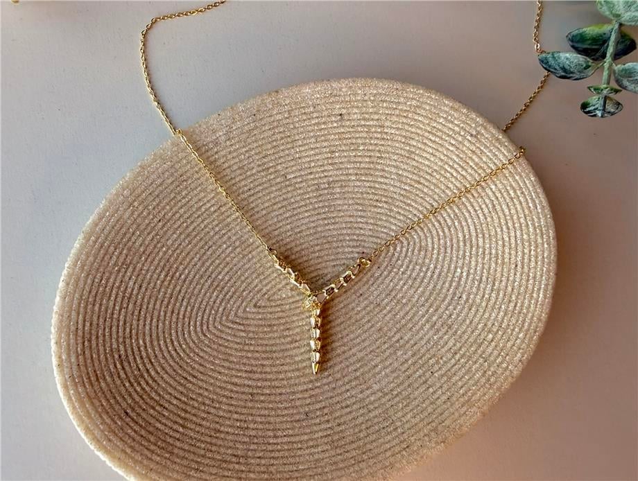 gold yılan model y kolye