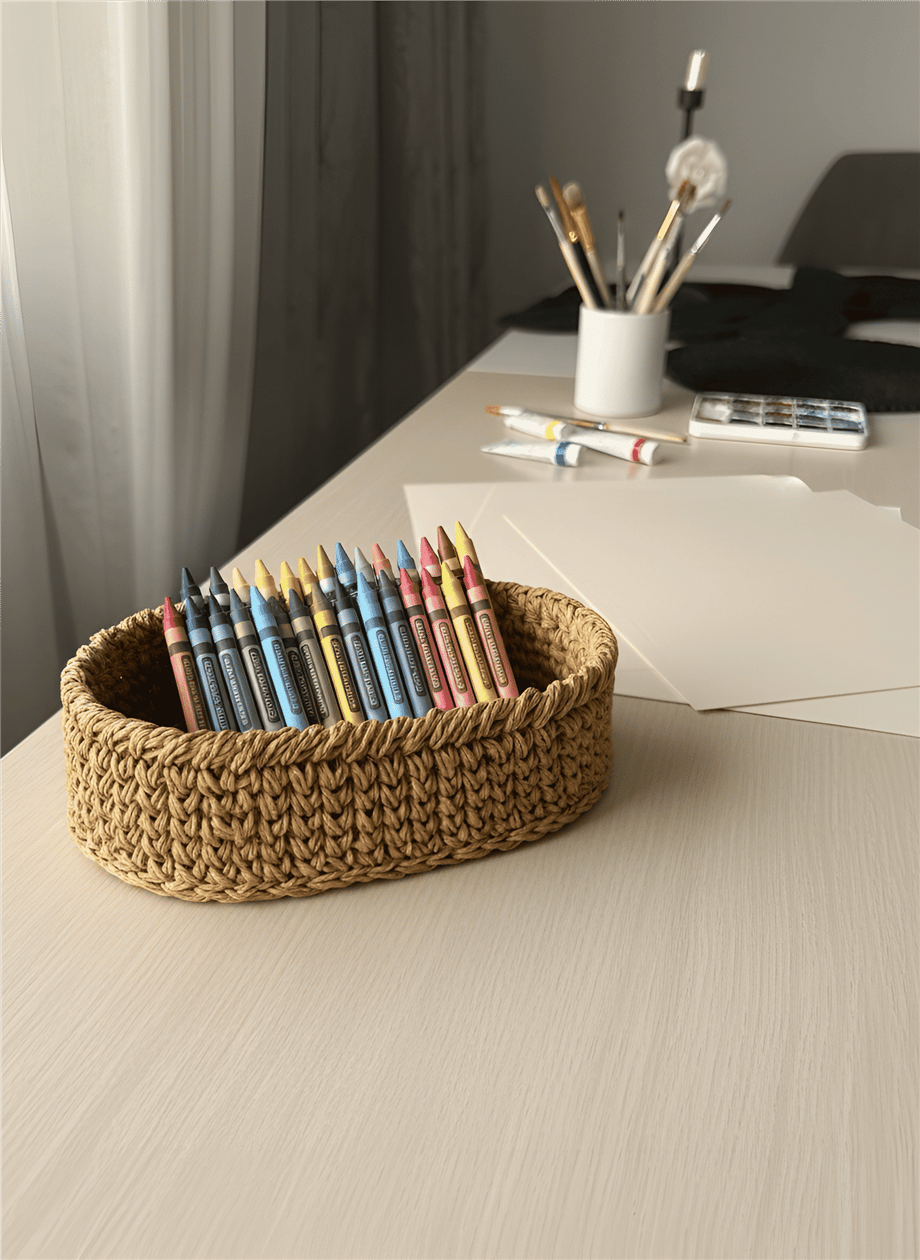 Oval Hasır El Örgüsü Sepet