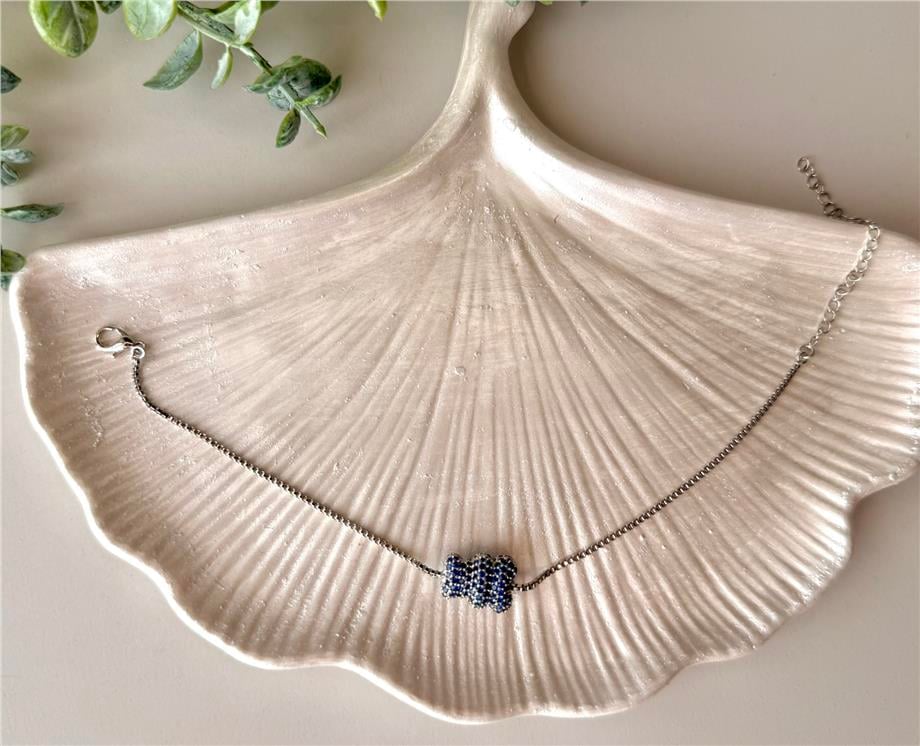 Silver mavi zirkon taşlı ayıcık bileklik