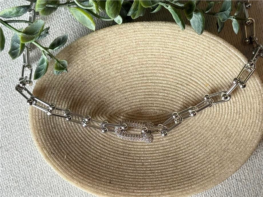 Zirkon Taşlı Marka Model Silver Kolye  