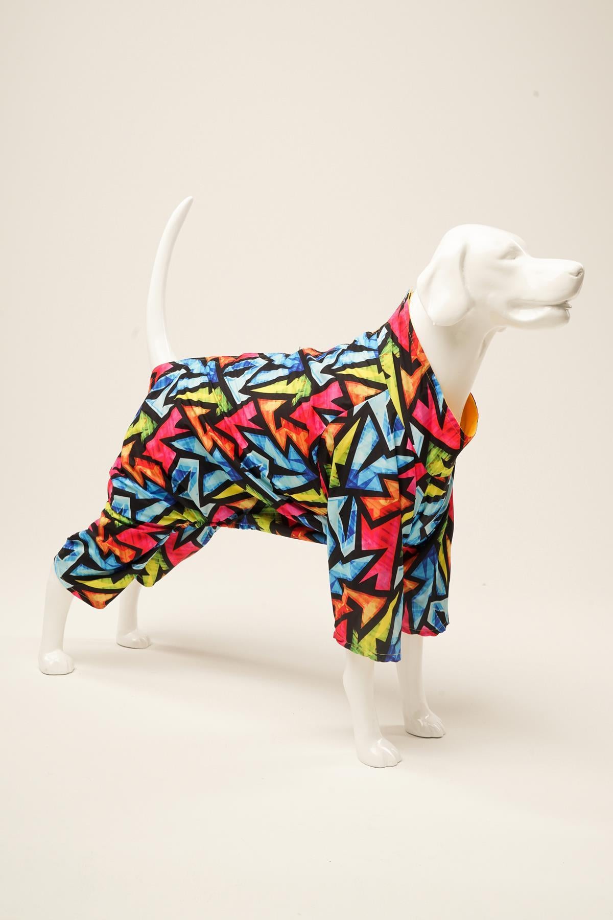 GRAFFITI Penye Astarlı Su Geçirmez Köpek Yağmurluğu (8'li) Set