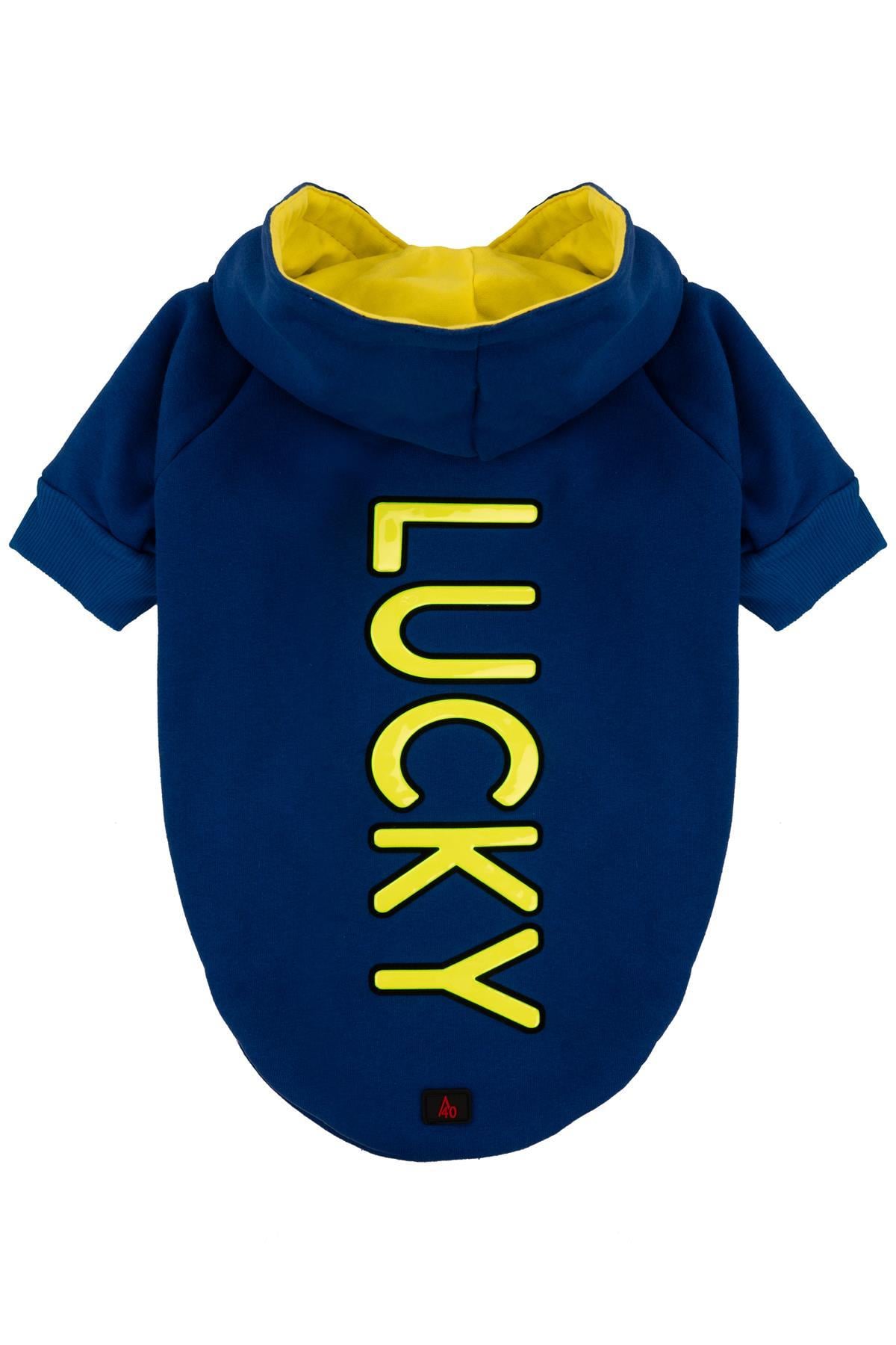 LUCKY Sax Mavi Kapüşonlu Köpek Sweatshirt (9'lu) Set