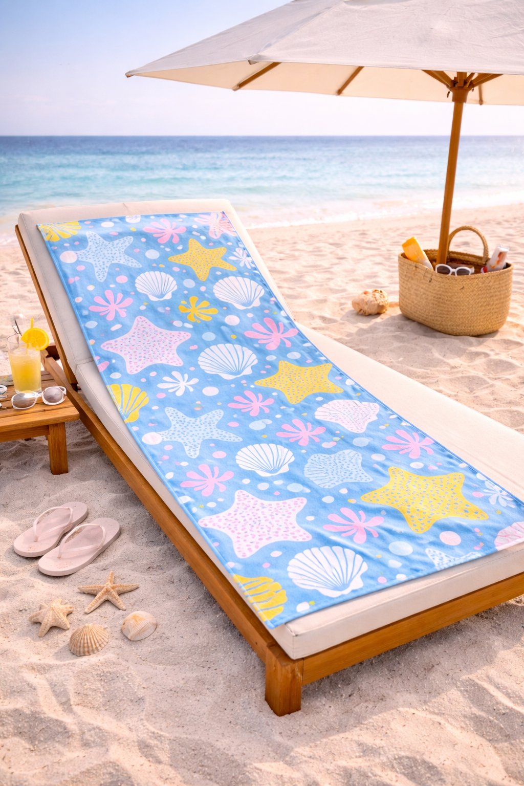 Deniz Yıldızı Desenli Premium Plaj Havlusu 75x150 cm – Hızlı Kuruyan Yumuşak Yazlık Havlu