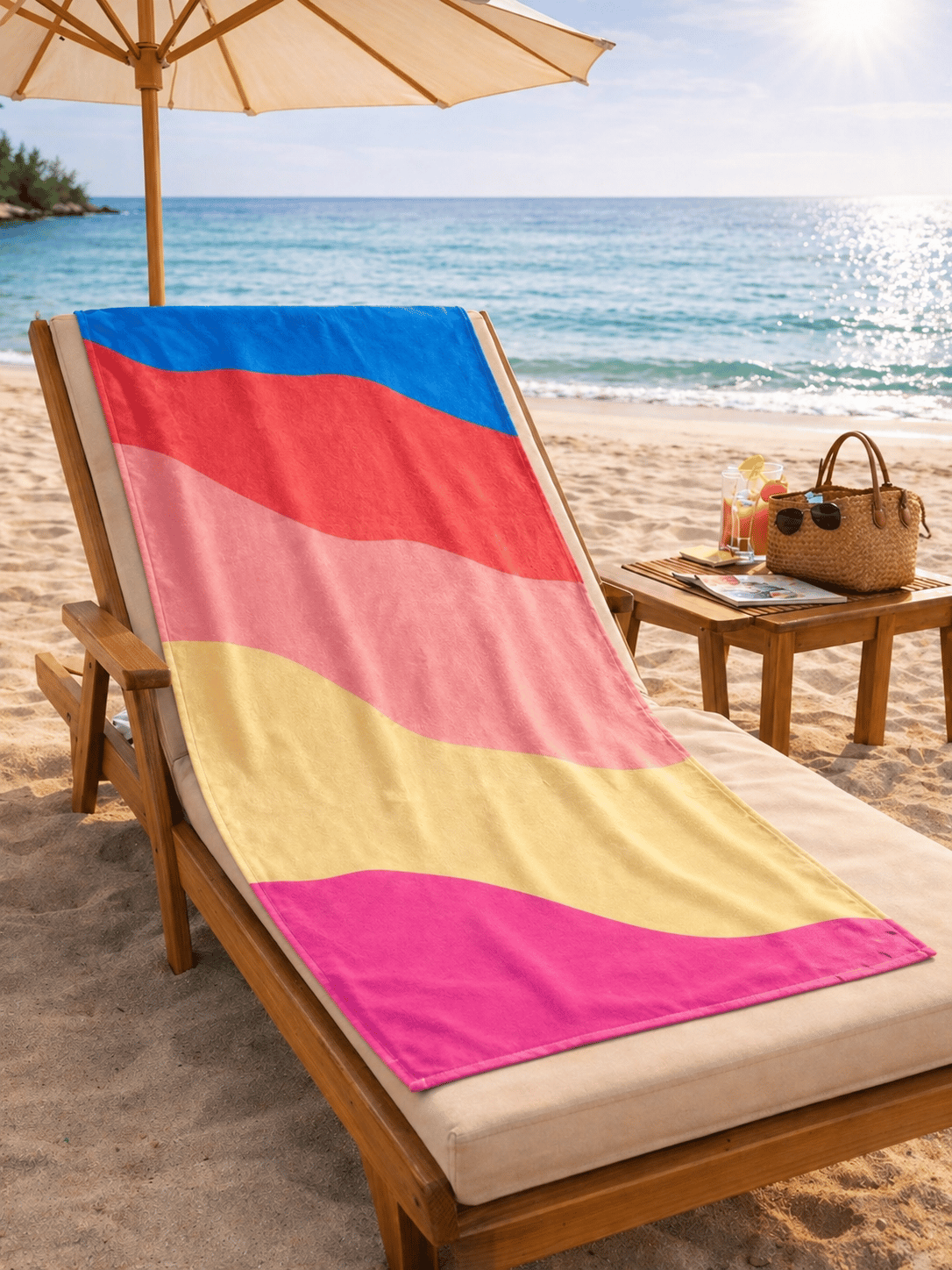 Enerjik Renk Geçişli Plaj Havlusu – Premium Yazlık Hızlı Kuruyan Deniz Havlusu 75x150 cm
