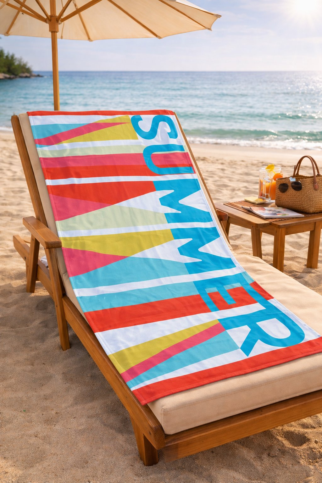 Summer Yazılı Renk Geçişli Premium Plaj Havlusu 75x150 cm – Canlı Renkli Hızlı Kuruyan Yazlık Deniz Havlusu