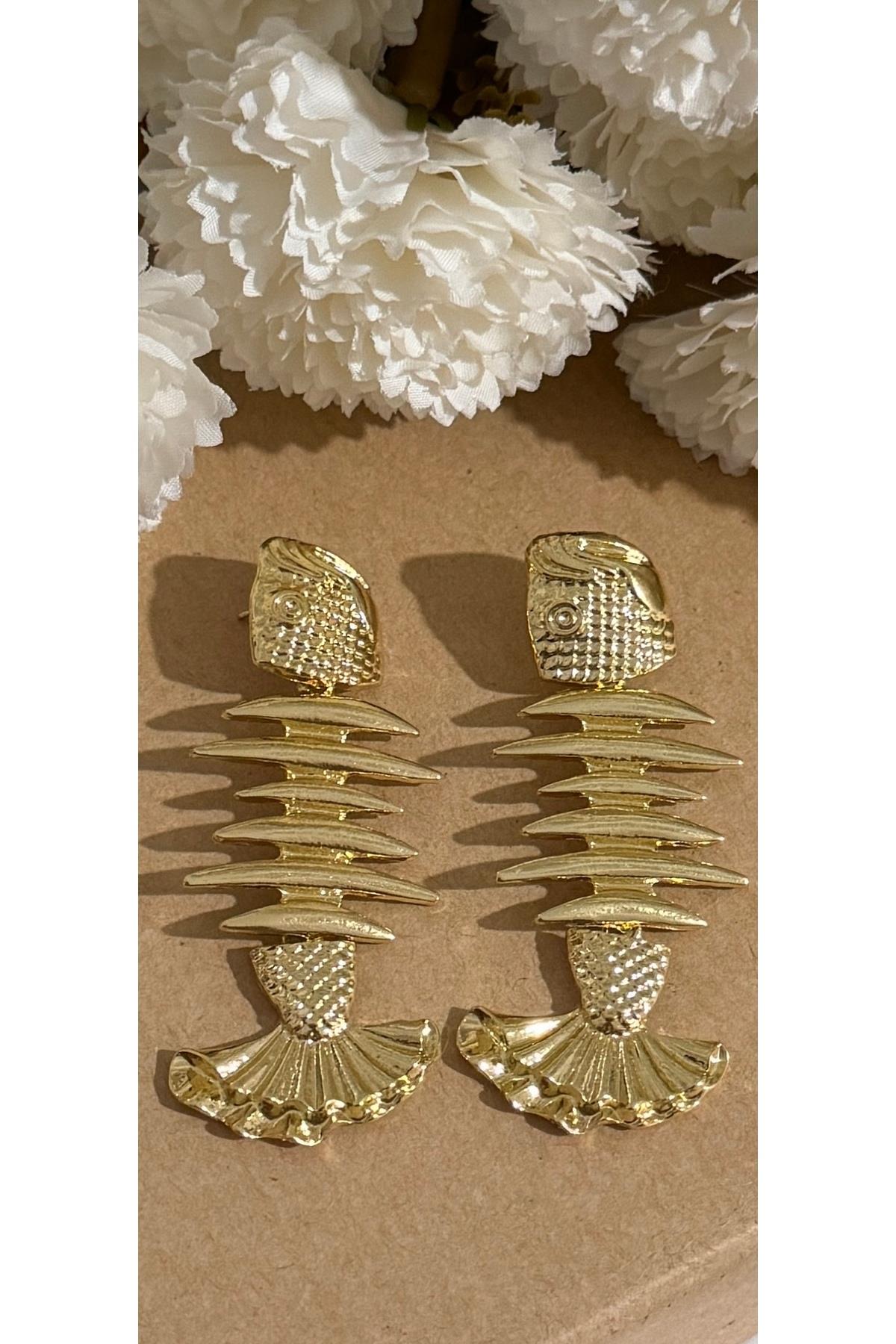 Balık gold pinterest büyük küpe