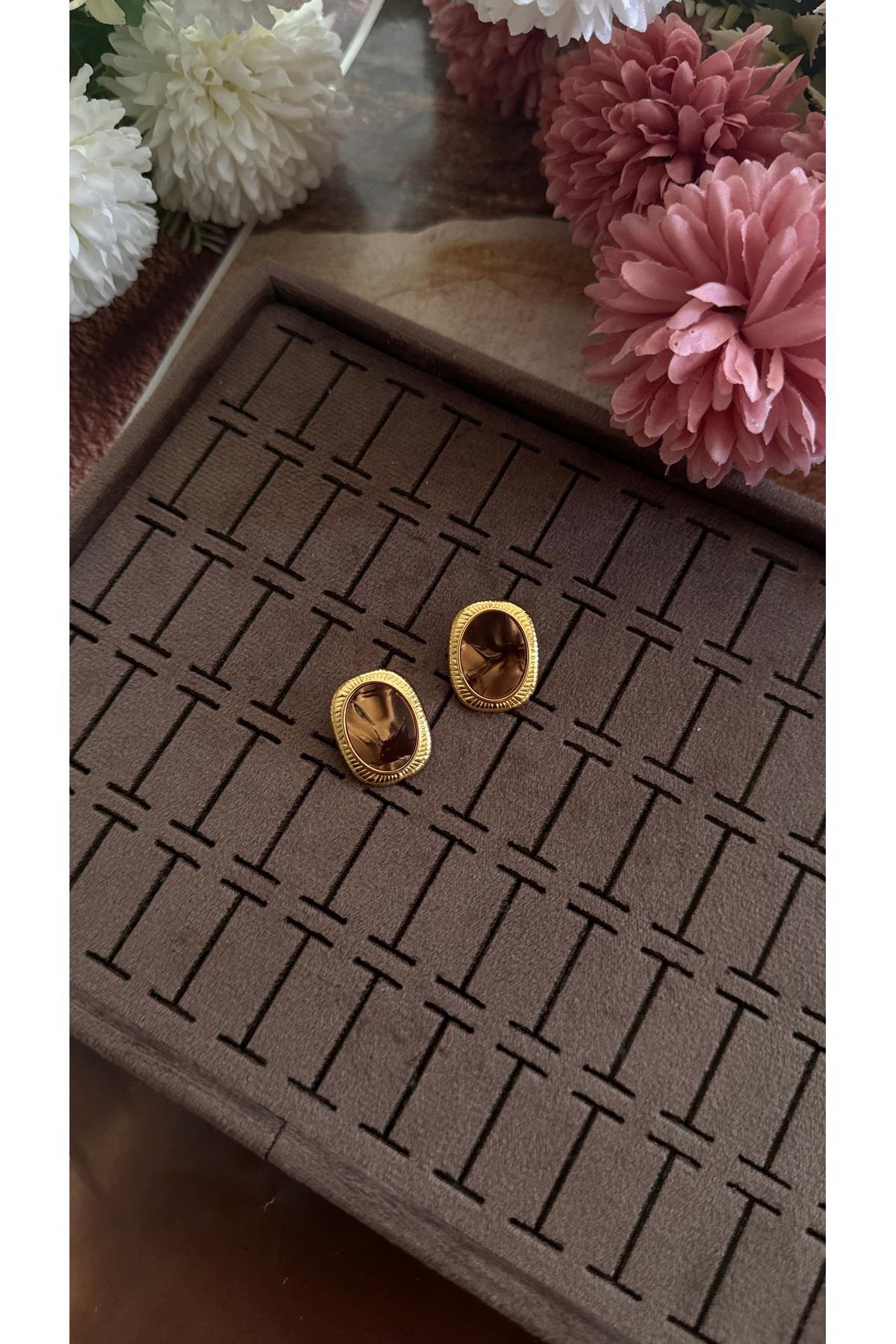 Gold vintage kahverengi plaka pinterest küpe