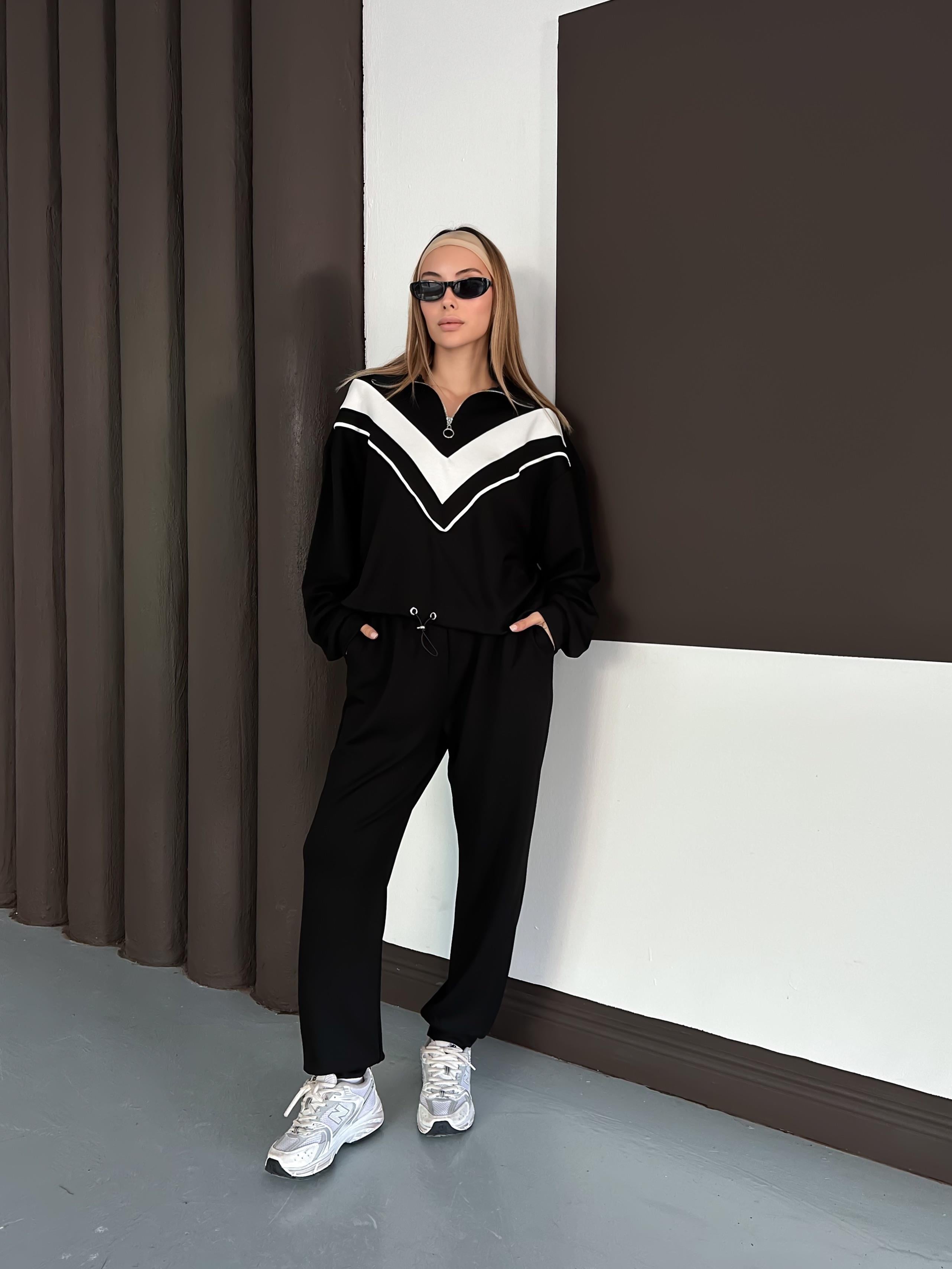 Kadın Modal Ultra Soft Sweet Jogger Örme Pantolon Takım Siyah