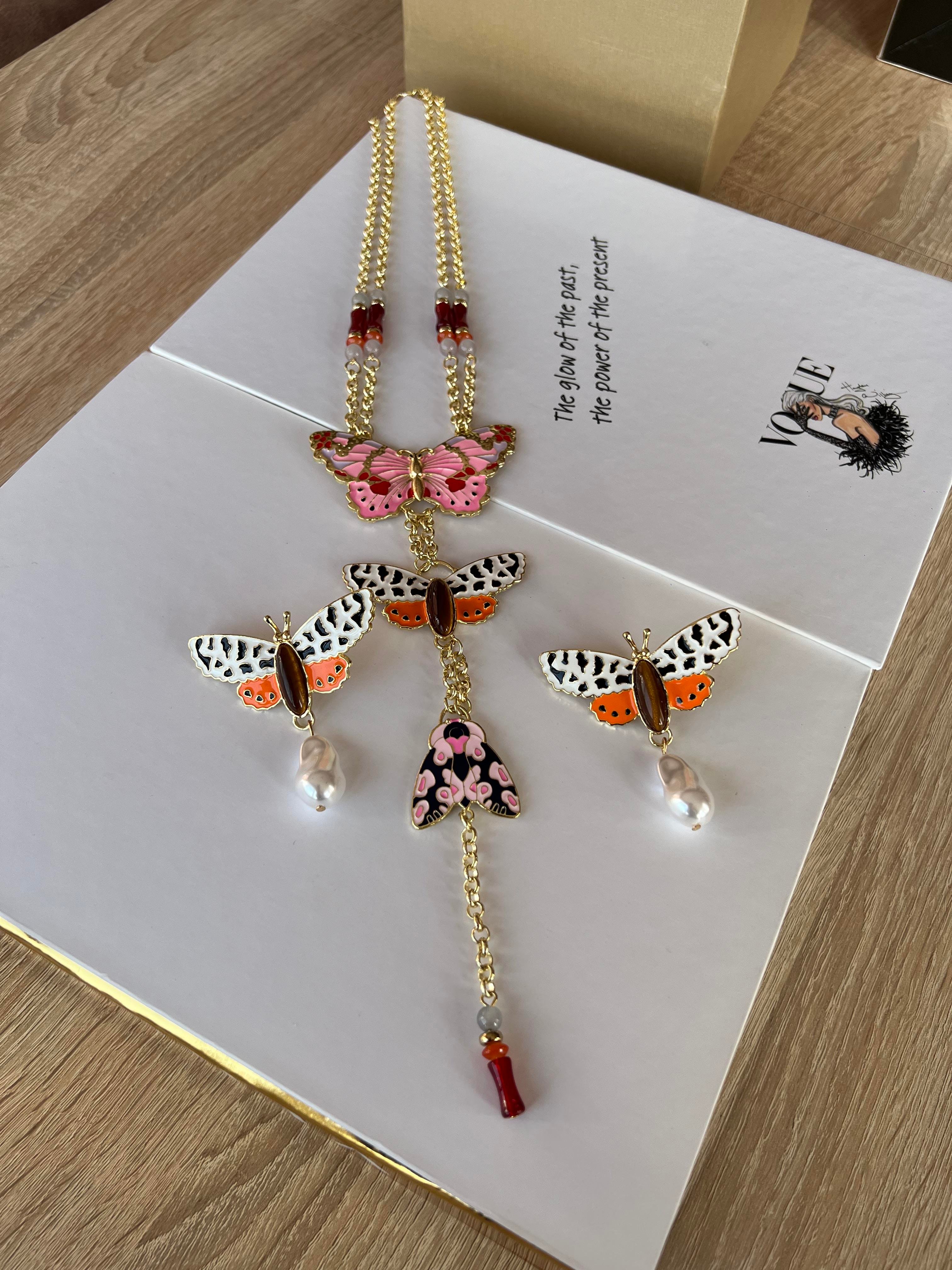 Zara Kelebekli Kolye Ve Küpe Set