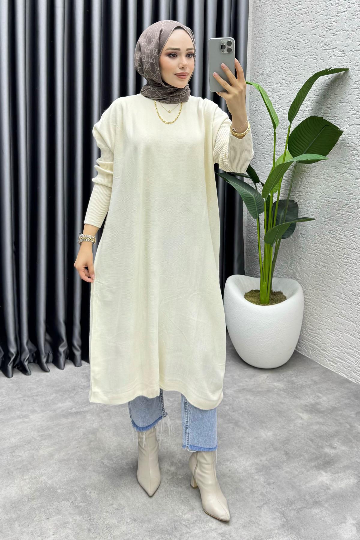Basic Salaş Triko Tunik 2096 Vizon