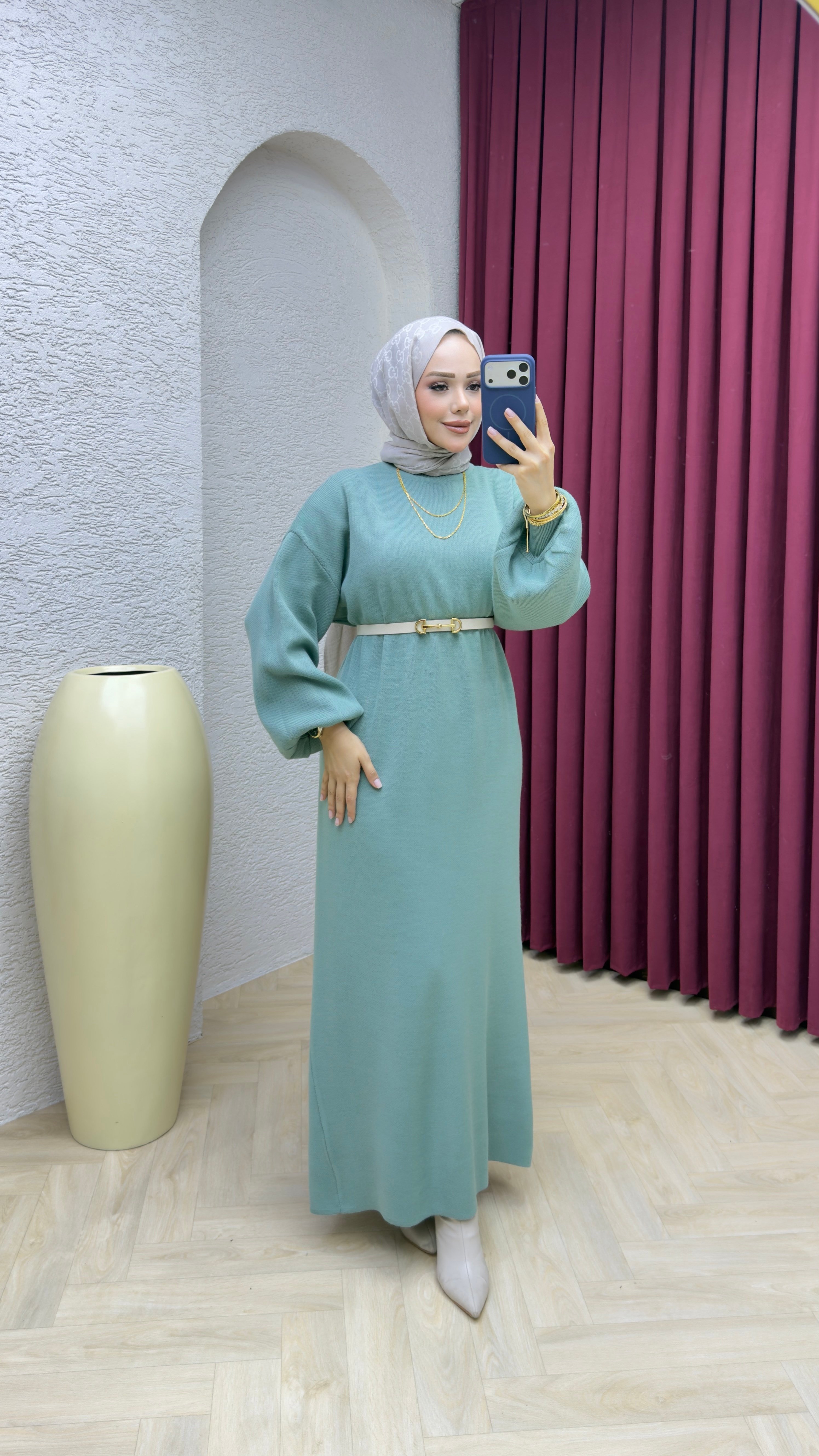 Buse Elbise 3048 Mint Yeşil