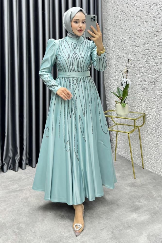 Gökçe Taş İşlemeli Abiye 6636 Mint