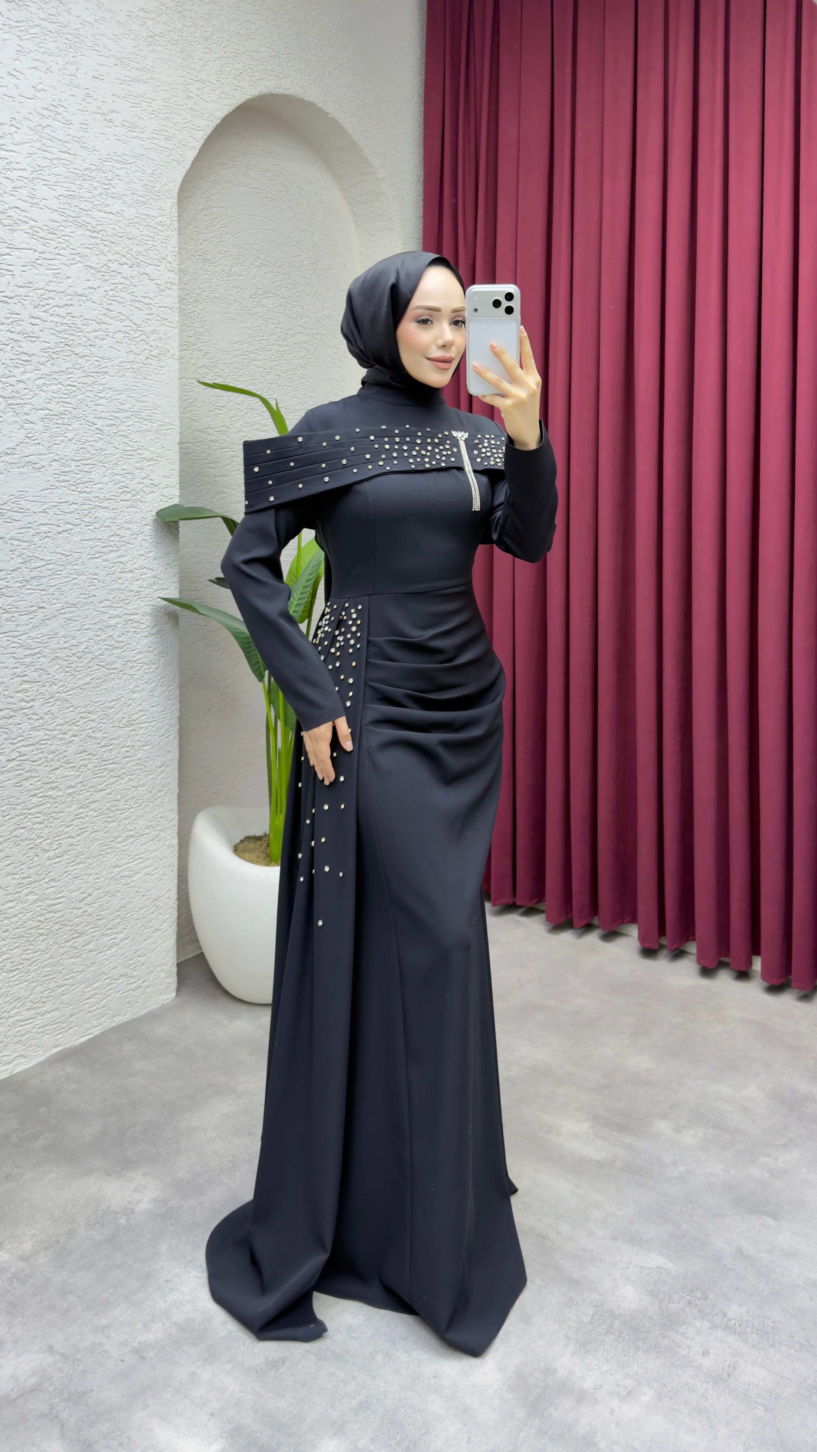 Hürrem Degaje Detay Abiye 8090 Siyah