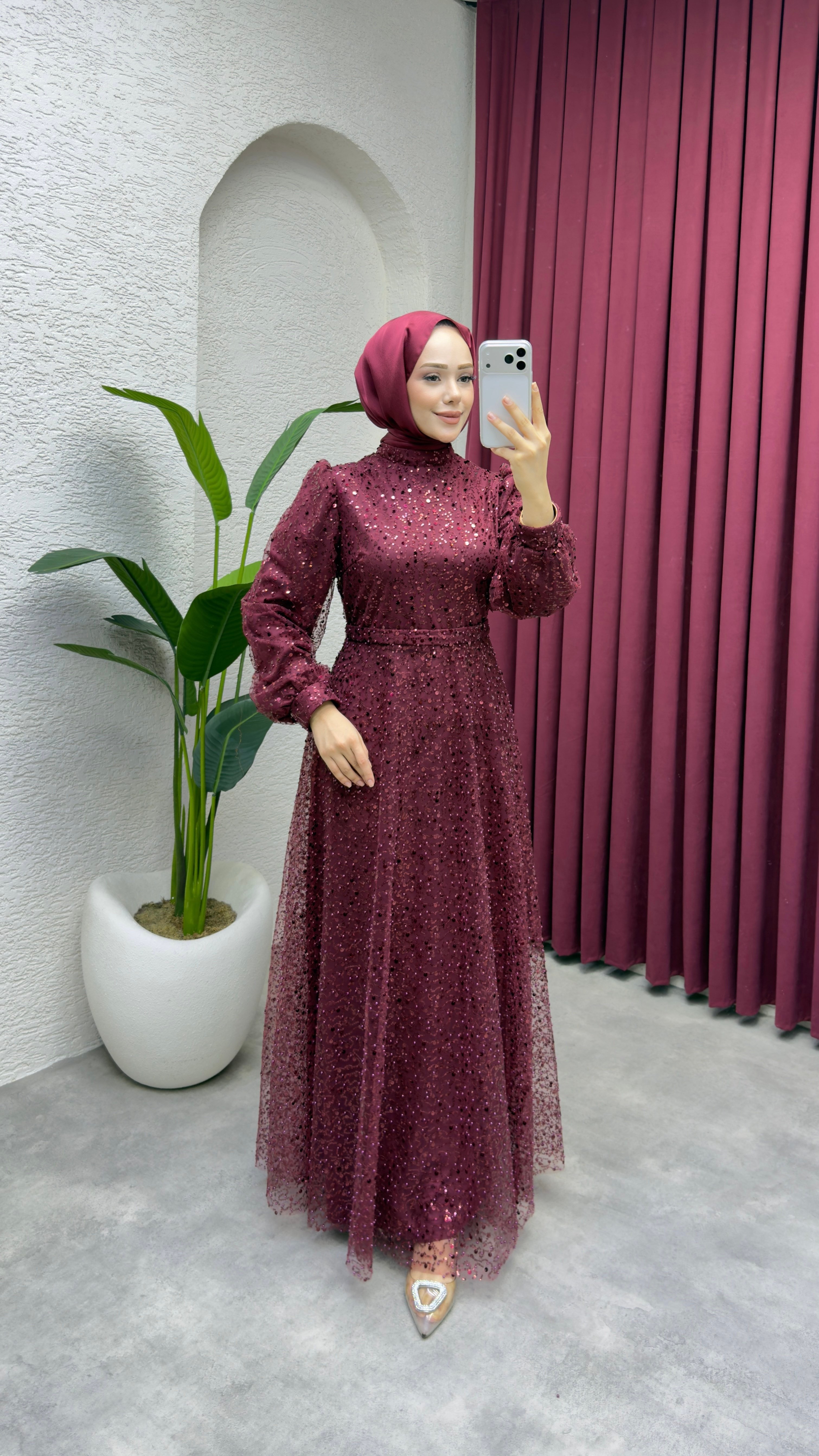 Maral Pullu Abiye 6653 Bordo