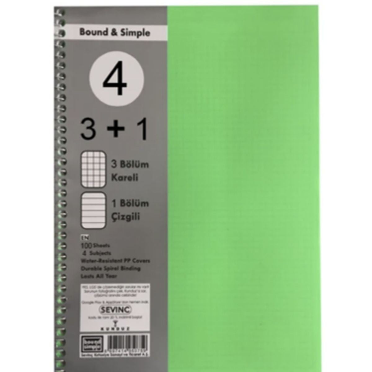 100 Yaprak PP Kapak Ayraçlı Defter