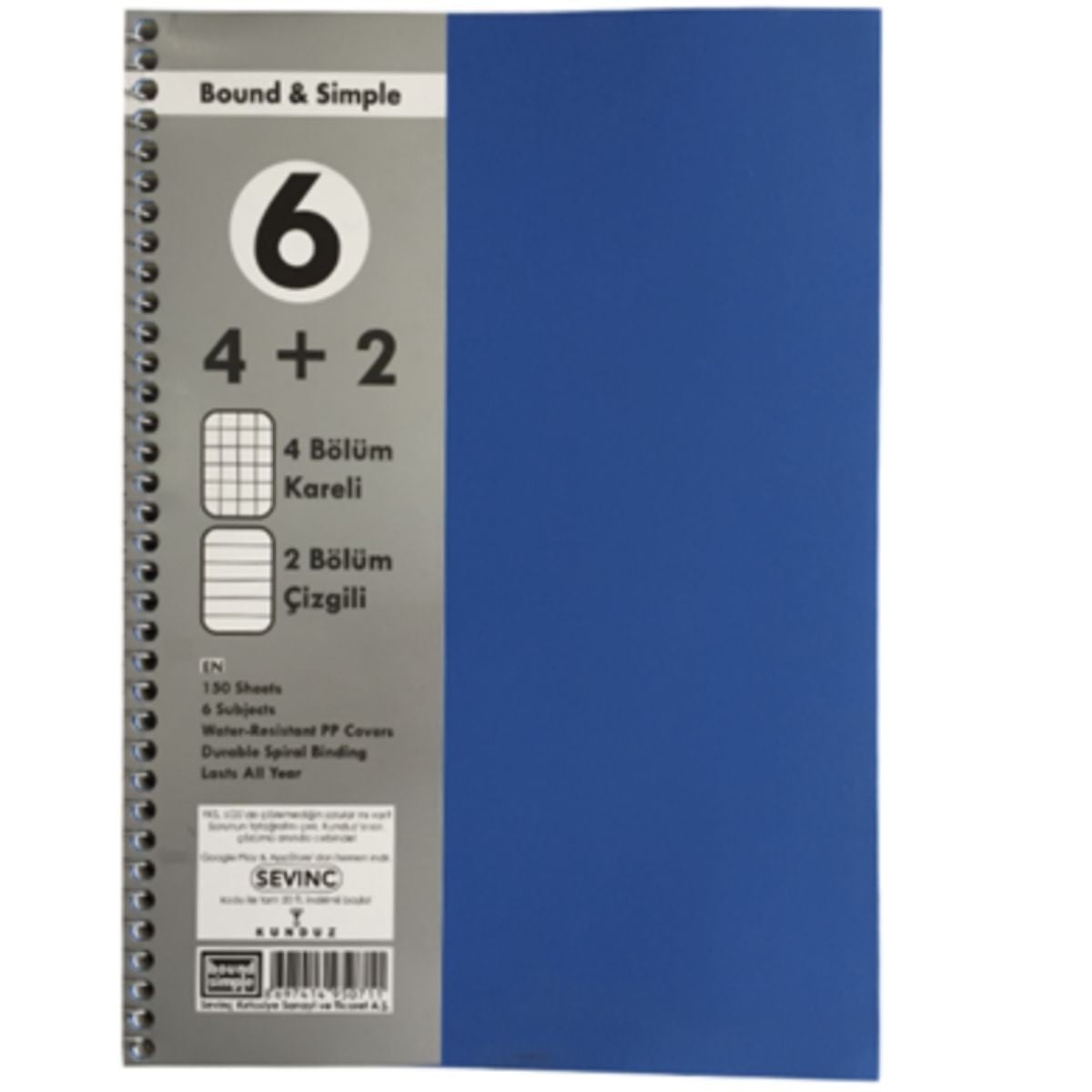 150 Yaprak PP Kapak Ayraçlı Defter 4+2