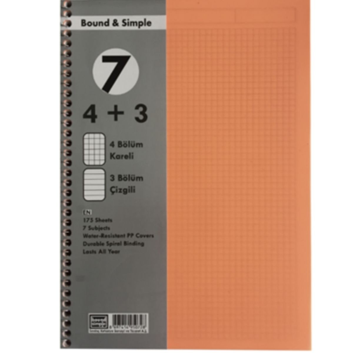 175 Yaprak PP Kapak Ayraçlı Defter 4+3