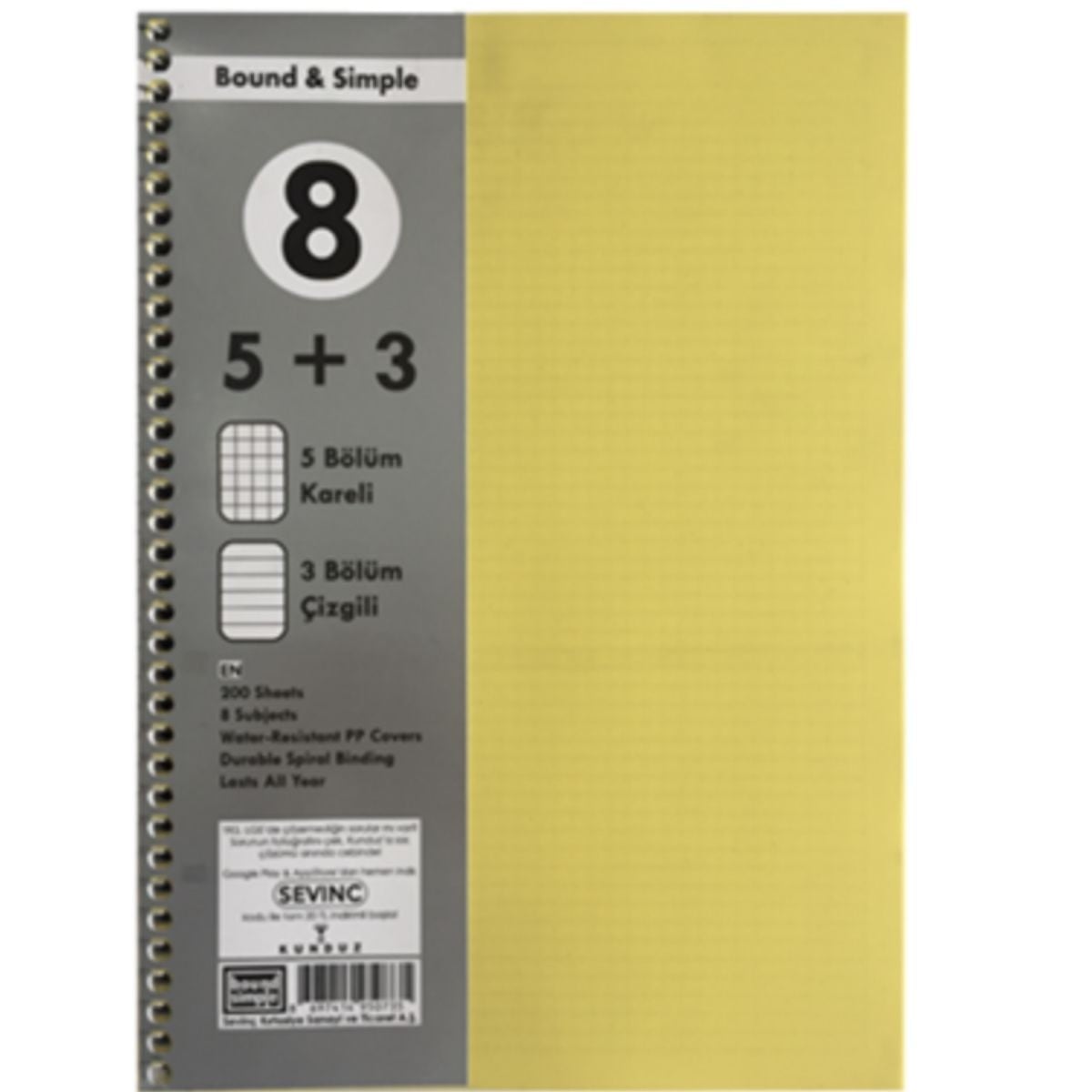 200 Yaprak PP Kapak Ayraçlı Defter