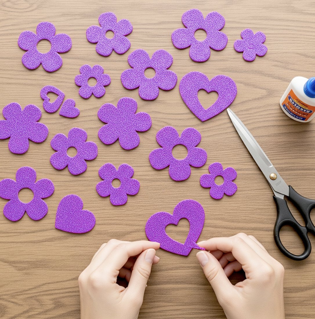 50x70 Eva Tabaka 5'li Simli Lila