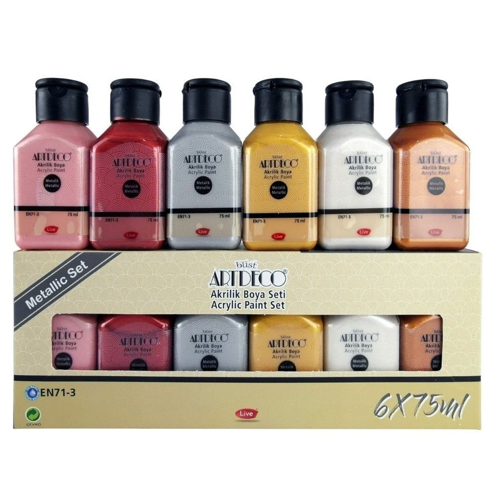 ARTDECO AS3 AKRİLİK BOYA 6X75 SET METALİK RENKLER