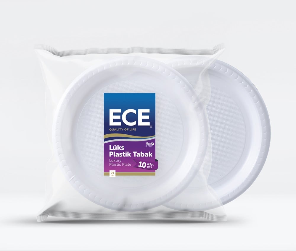 Ece Lüx Plastik Tabak Beyaz 10 lu 
