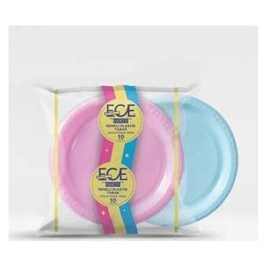 Ece Renkli Plastik Tabak 10'lu