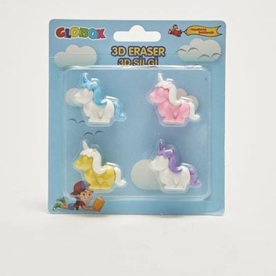 Globox 3D Eraser 4'lü Silgi Unicorn 3 ADET