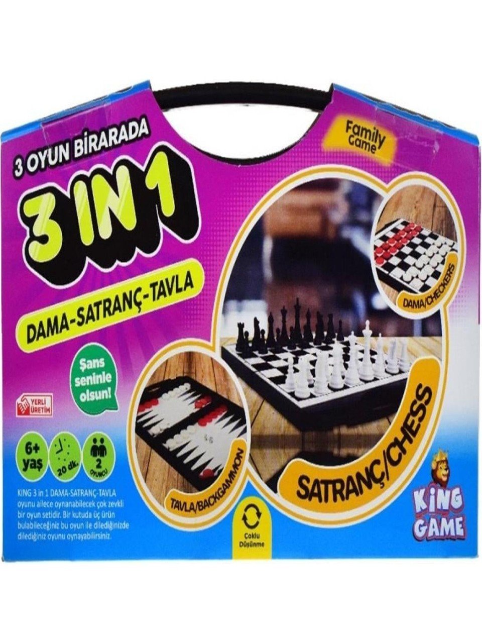 King Toys 3 In 1 Dama Satranç Tavda 3 Ü 1 Arada 