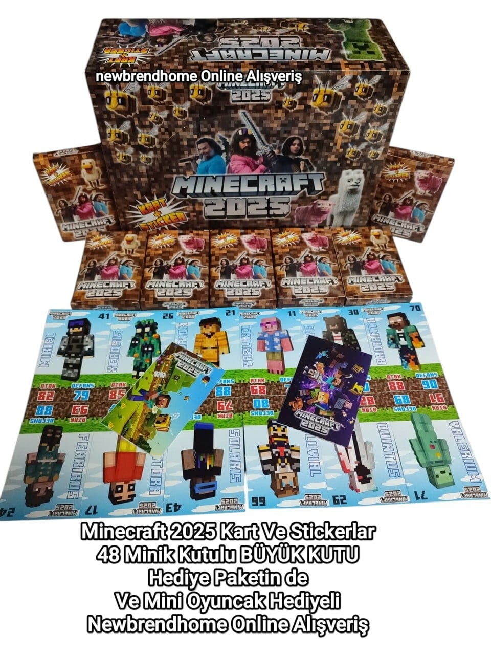 Minecraft 2025 Karakter Figür Kartları 48 Mini Kutu