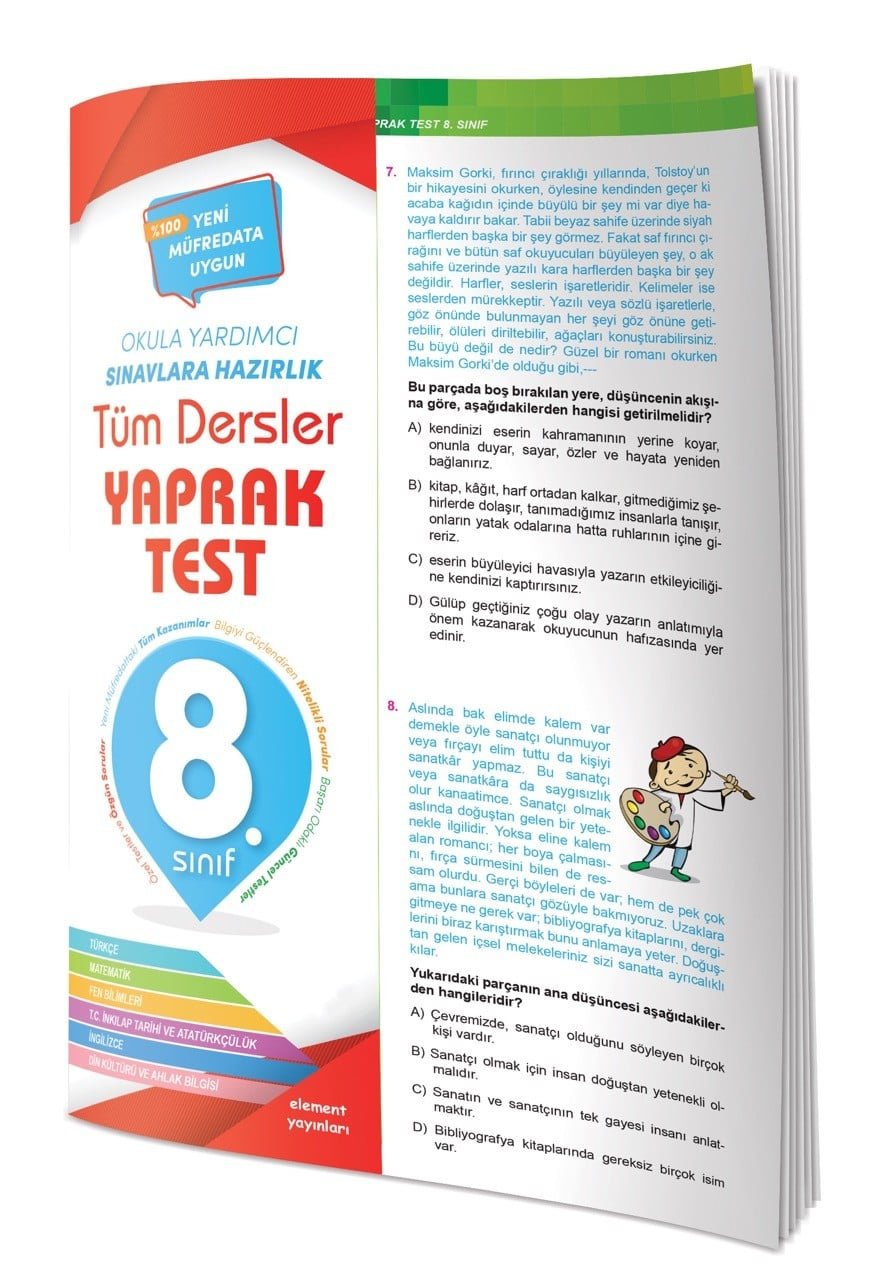 TÜM DERSLER YAPRAK TEST 8.SINIF ELEMENT