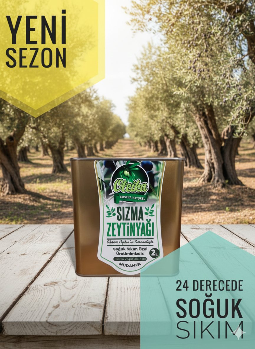 YENİ SEZON SATIŞTA! GÖNDERİMLERİMİZ 25 KASIM'DAN İTİBAREN BAŞLIYOR OLEİKA 2 LİTRE SOĞUK SIKIM NORMAL HASAT DOĞAL SIZMA ZEYTİNYAĞI
