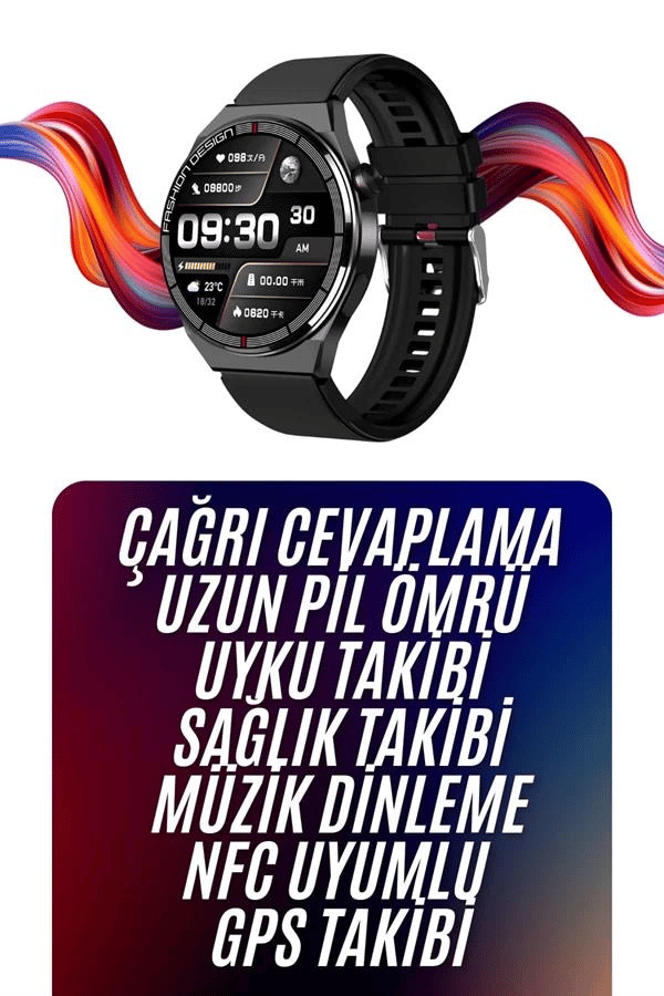 Amoled Ekran Akıllı Saat Üç Kordonlu İOS Android Uyumlu