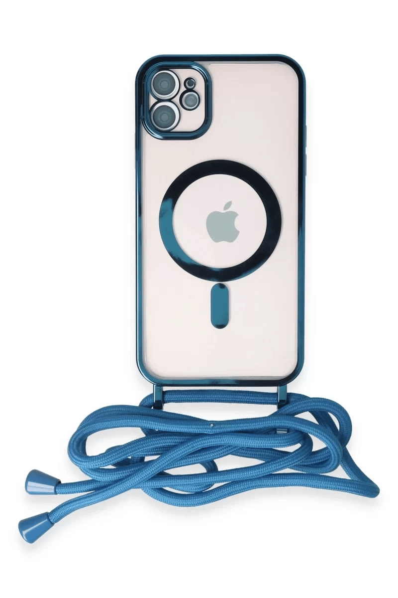 Apple iPhone 11 Kılıf Divo Lazer Askılı Magsafe Kapak - Sierra Blue
