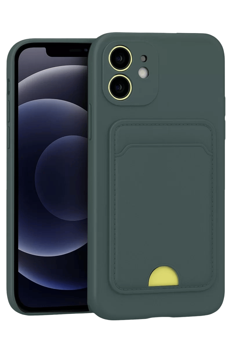 Apple iPhone 11 Kılıf Kelvin Kartvizitli Silikon - Koyu Yeşil