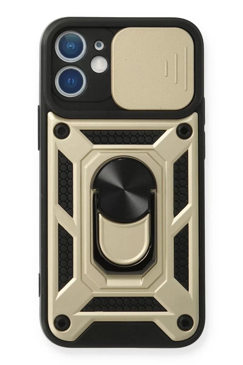 Apple iPhone 11 Kılıf Pars Lens Yüzüklü Silikon - Gold