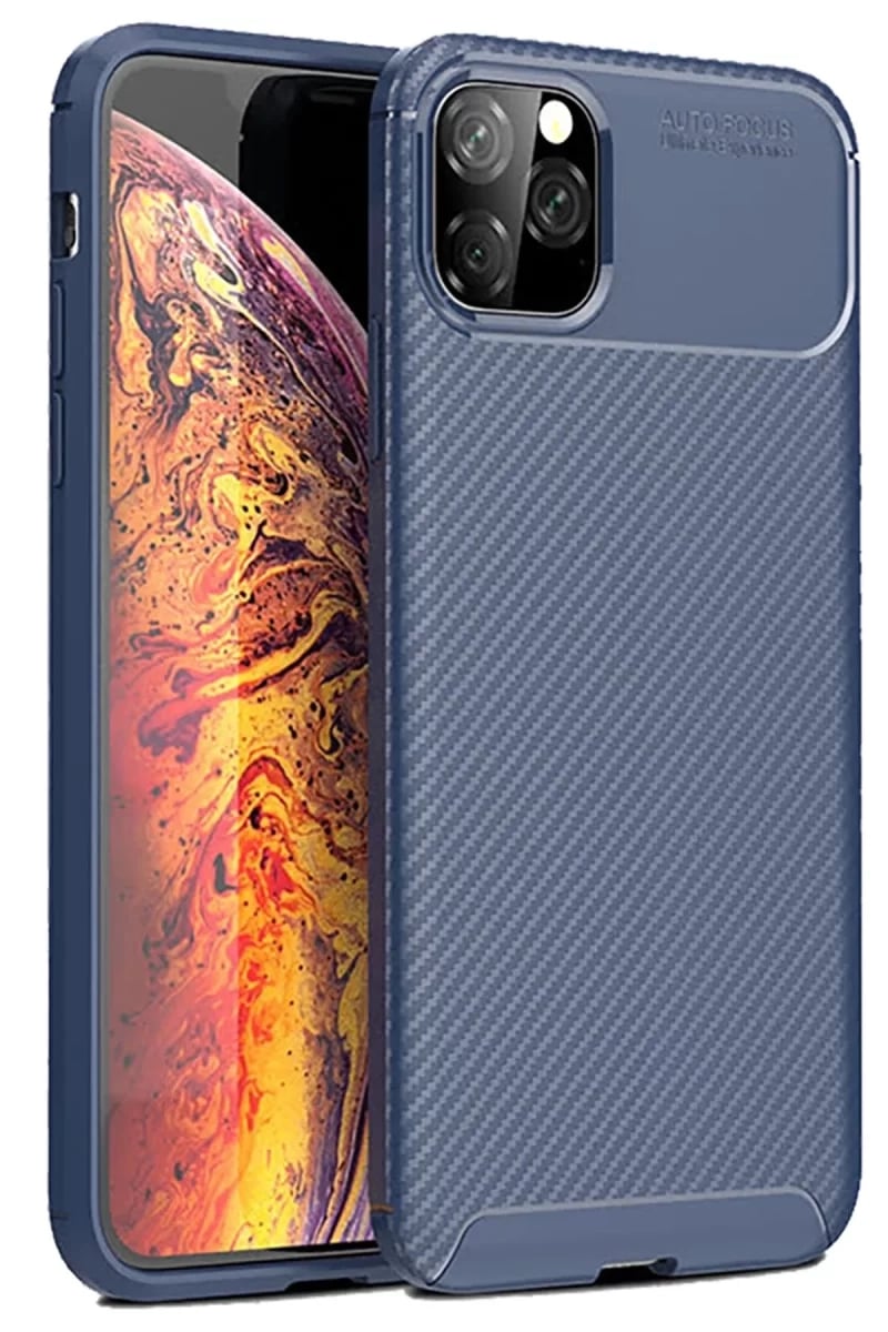 Apple iPhone 11 Pro Kılıf Auto Focus Karbon Kapak - Lacivert