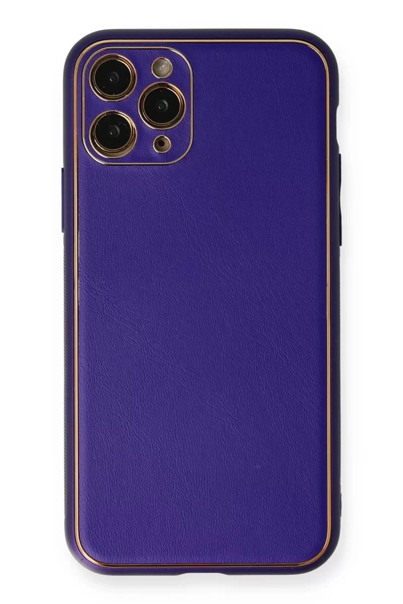 Apple iPhone 11 Pro Kılıf Coco Deri Silikon Kapak - Mor