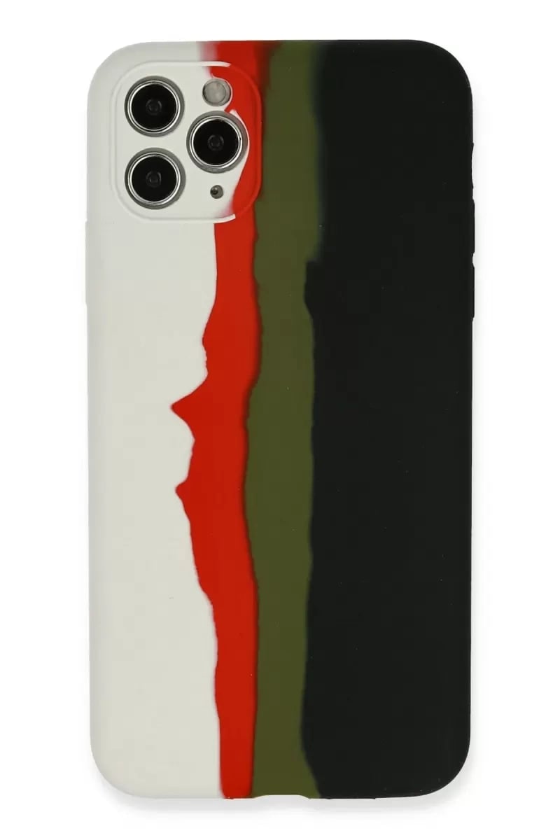 Apple iPhone 11 Pro Kılıf Ebruli Lansman Silikon - Beyaz-Siyah