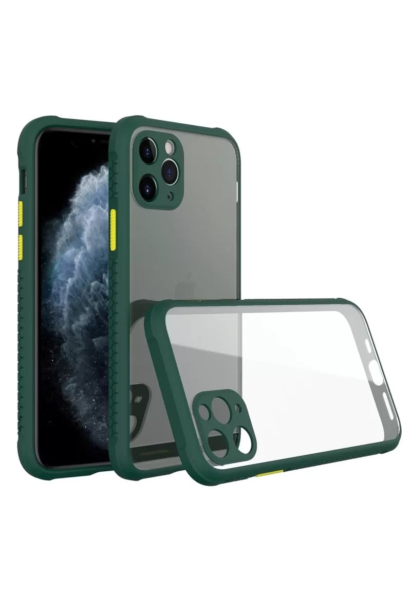 Apple iPhone 11 Pro Kılıf Miami Şeffaf Silikon - Koyu Yeşil