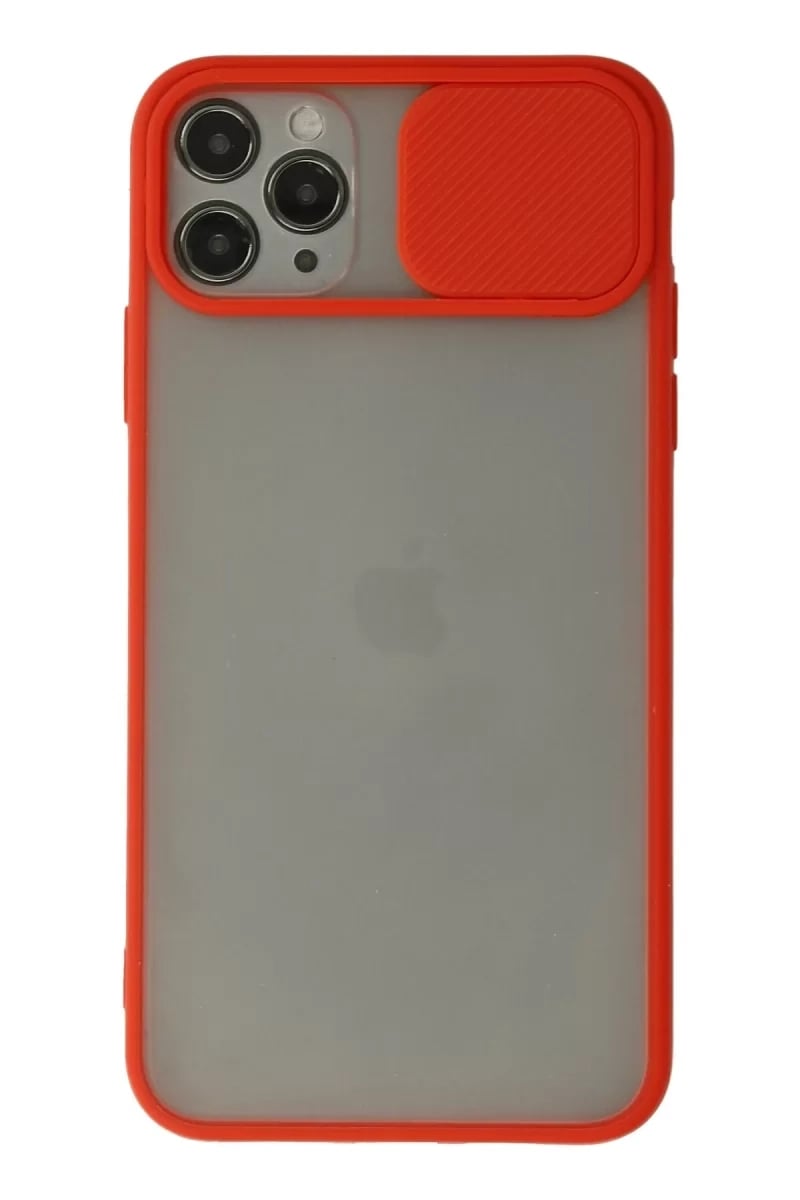 Apple iPhone 11 Pro Kılıf Palm Buzlu Kamera Sürgülü Silikon - Kırmızı