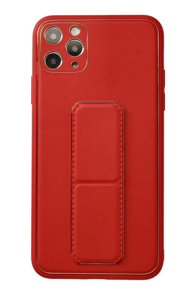 Apple iPhone 11 Pro Max Kılıf Coco Deri Standlı Kapak - Kırmızı