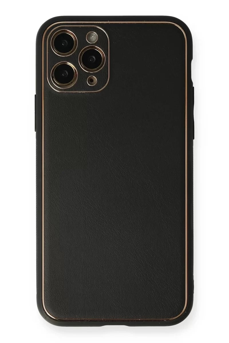 Apple iPhone 11 Pro Max Kılıf Coco Deri Silikon Kapak - Siyah