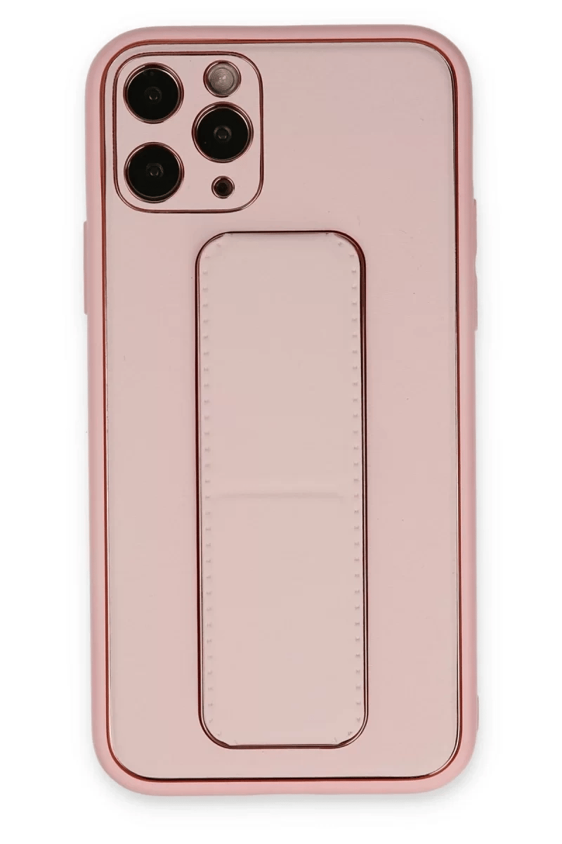 Apple iPhone 11 Pro Max Kılıf Coco Deri Standlı Kapak - Pembe