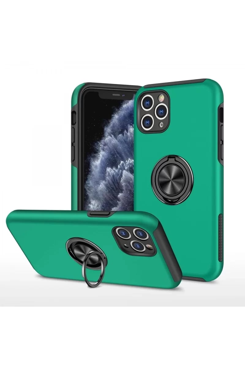 Apple iPhone 11 Pro Max Kılıf Elit Yüzüklü Kapak - Yeşil