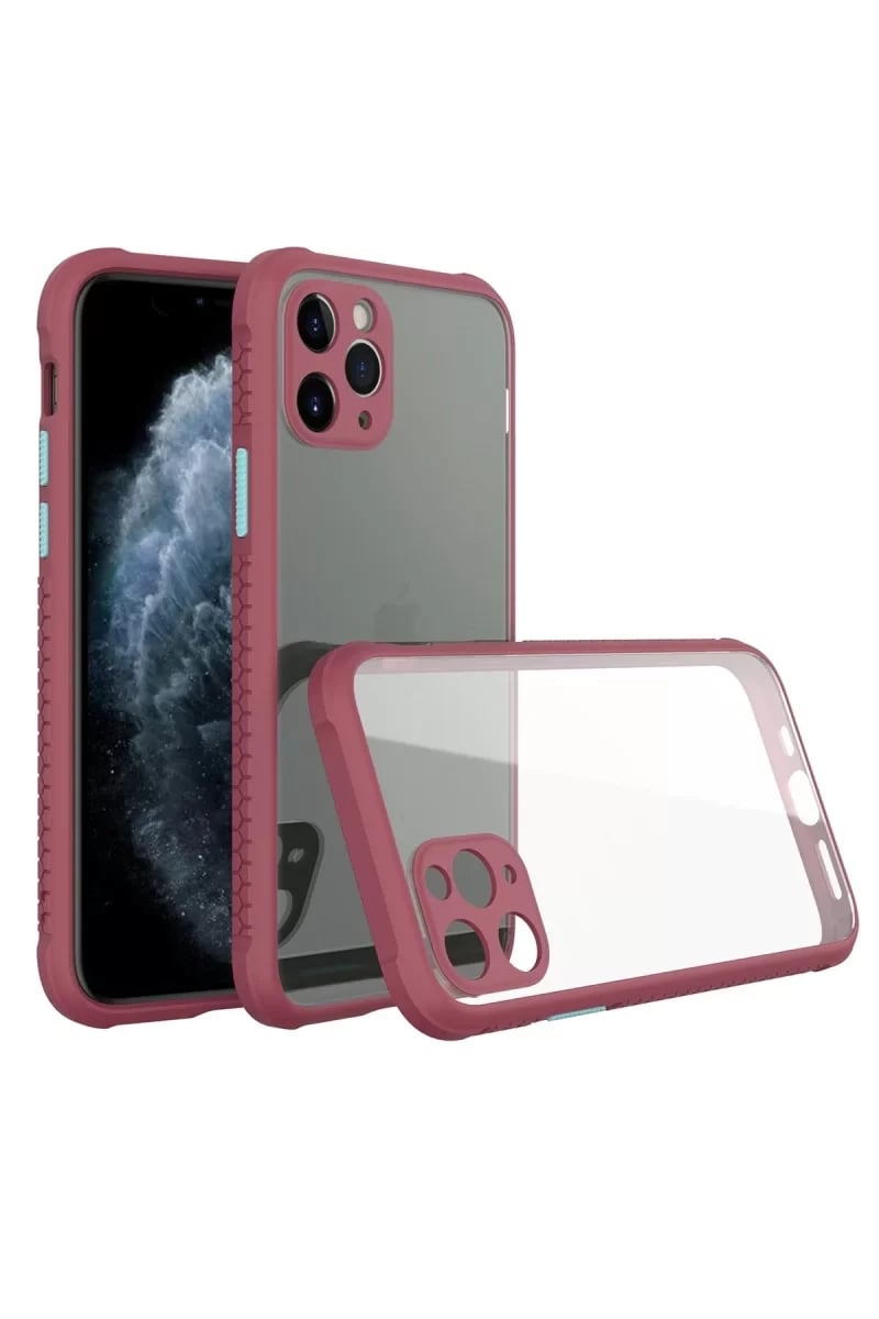 Apple iPhone 11 Pro Max Kılıf Miami Şeffaf Silikon - Fuşya