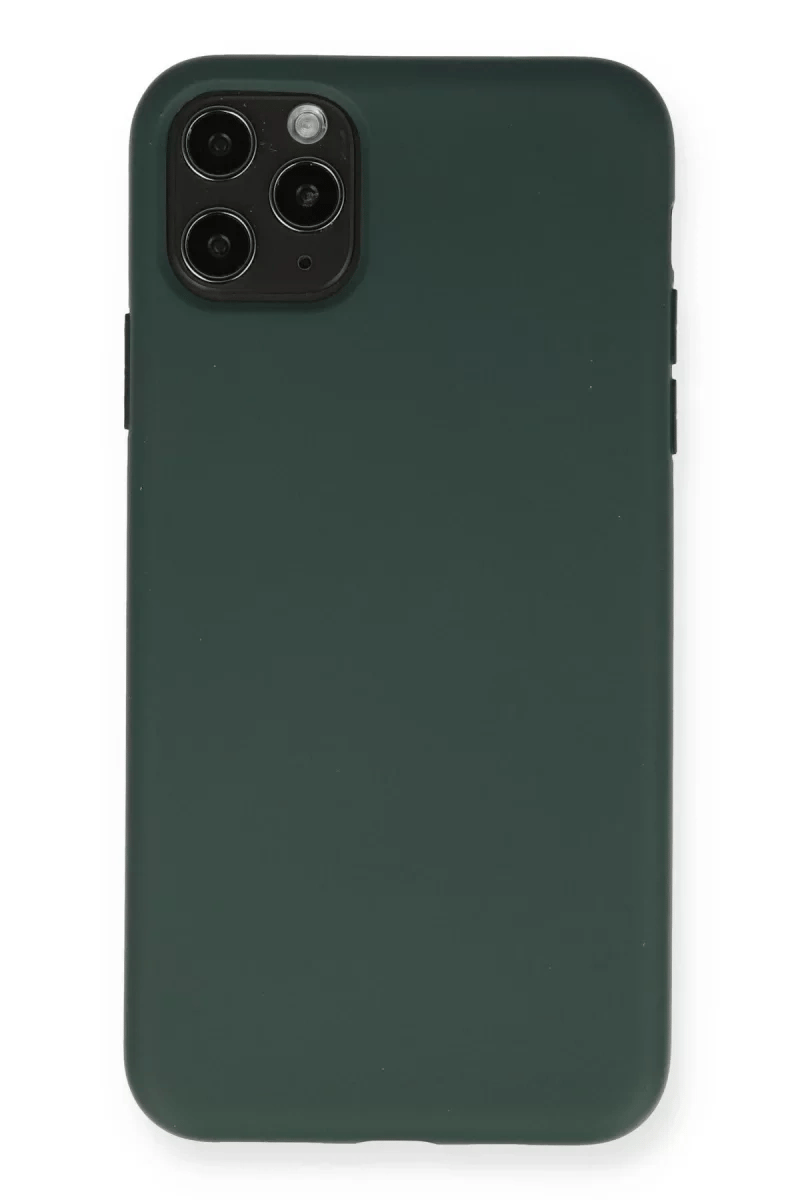 Apple iPhone 11 Pro Max Kılıf Nano içi Kadife Silikon - Koyu Yeşil