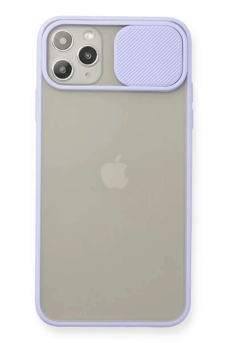 Apple iPhone 11 Pro Max Kılıf Palm Buzlu Kamera Sürgülü Silikon - Lila